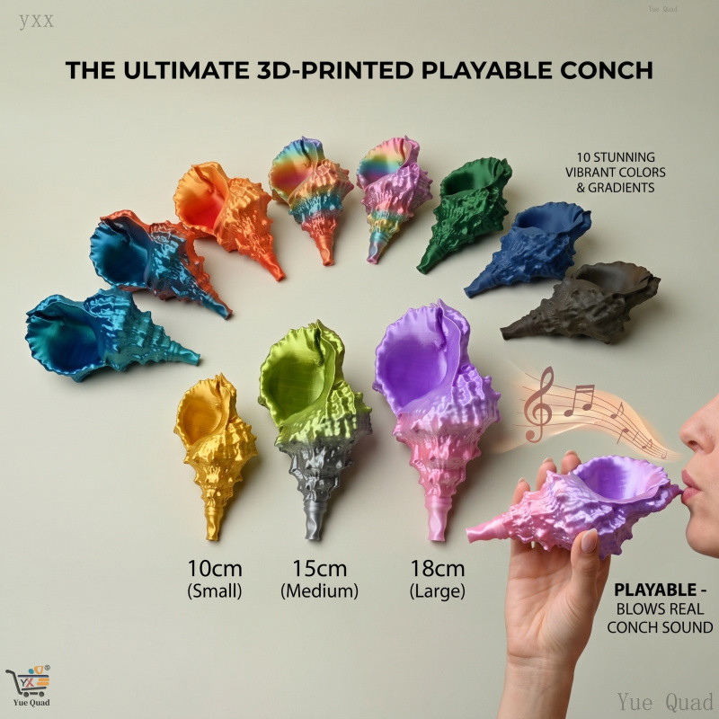 Impressão 3D pode soprar som concha ornamentos simulação criativa concha chifre decoração de mesa presente suporte perso
