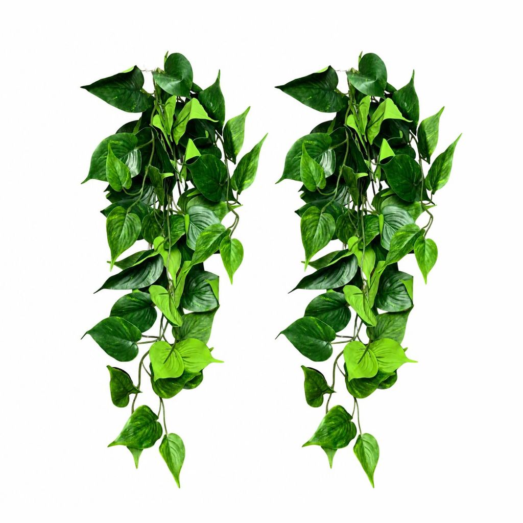 Kit 2 Planta Artificial Jiboia Pendente Verde Realista Decor