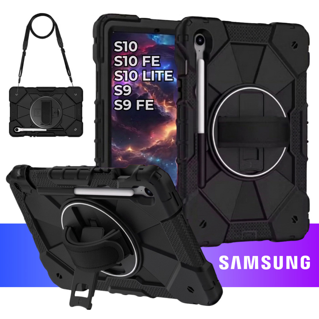 Capa Survivor Robusta Para Samsung Tab S10 Fe/S10 Lite/S9 Fe Com Alça - 10.9 Polegadas