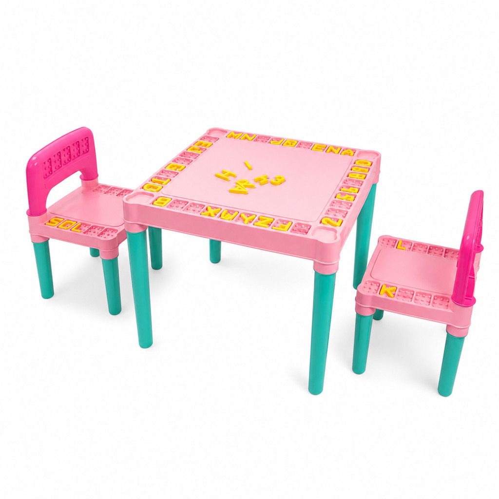 Mesa Infantil Rosa Menina Educativa Interativa Letras e Números Mesinha com Duas Cadeiras Lilás 2