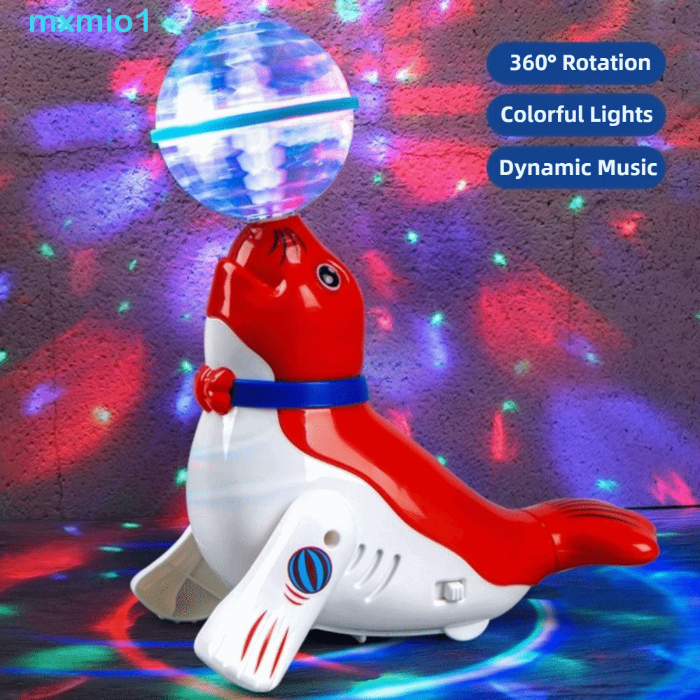 MXMIO1 Stunt Top Ball , Função De Dança Sonora Colorida Brinquedo Elétrico De Leão Marinho , Eletrônico Interativo