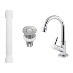 Kit Torneira para Banheiro/Lavatório com Válvula e Sifão