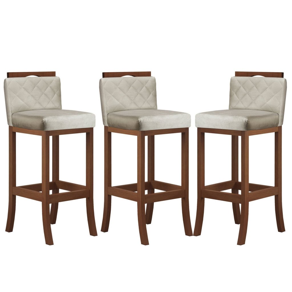 Kit com 3 Banquetas Alta com Matelassê