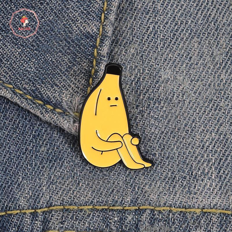 AACAR Banana Dos Desenhos Animados Fruta Esmalte Pino Broche Bonito Personagem Preguiçoso Para Blazer Saco Cachecol Deco