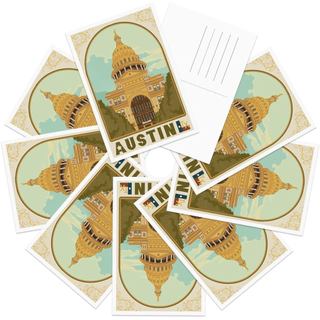 gaeaverse Austin Texas Postais de Paisagens de Cidades Americanas, Postais Vintage, Conjunto de 9 Peças, Cartões de Saud