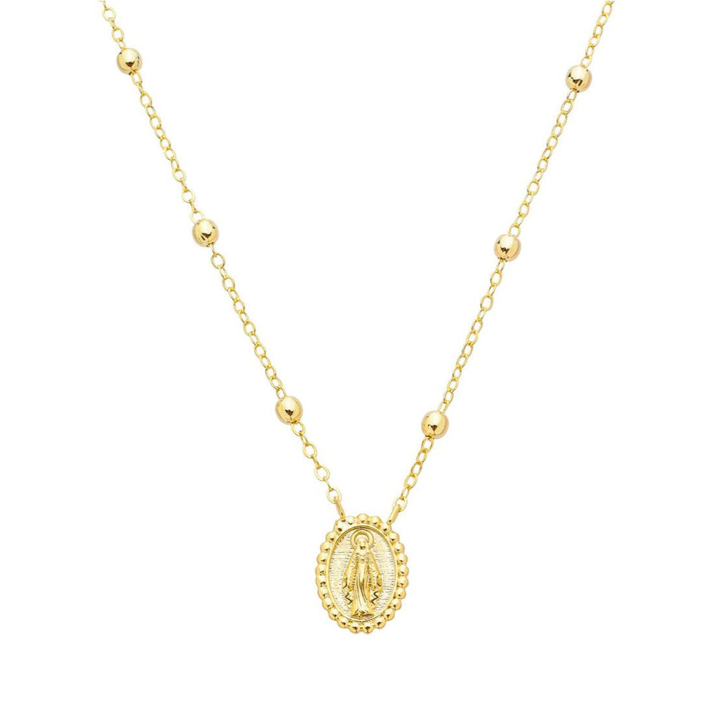 COLAR MEDALHA NOSSA SENHORA DAS GRAÇAS FOLHEADO A OURO 18K