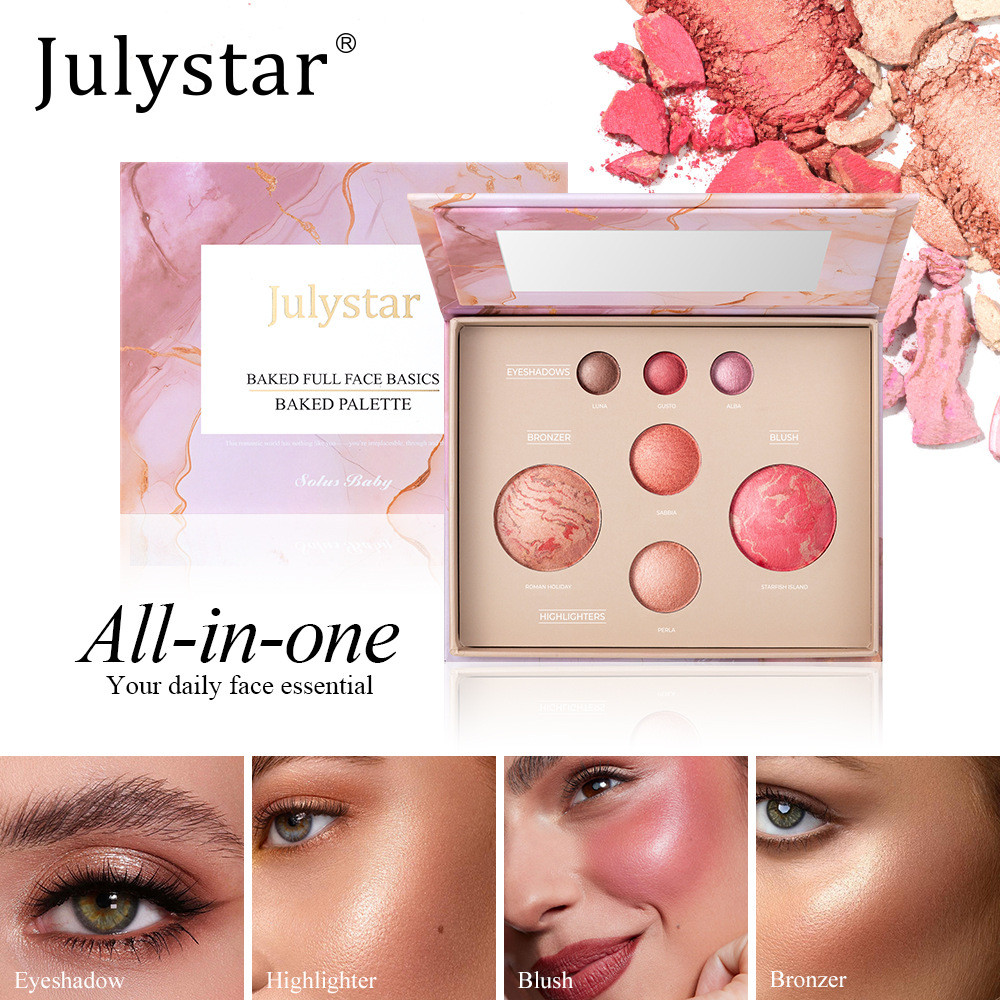 Europeu americano maquiagem padrão de mármore blush paleta multicolorido fino piscando Facial destacando contorno integr