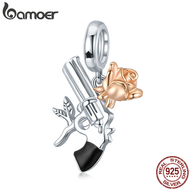 Bamoer 100% Prata 925 Pingente Estilo Gótico Fit Charme Pulseiras Jóias Fazendo Acessórios De Moda Bsc470
