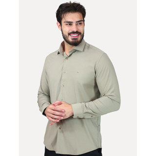 Camisa Aramis Masculina Slim Stretch Poliviscose de Bambu Fendi Caqui ML.02.0936 332 em Oferta na Shopee