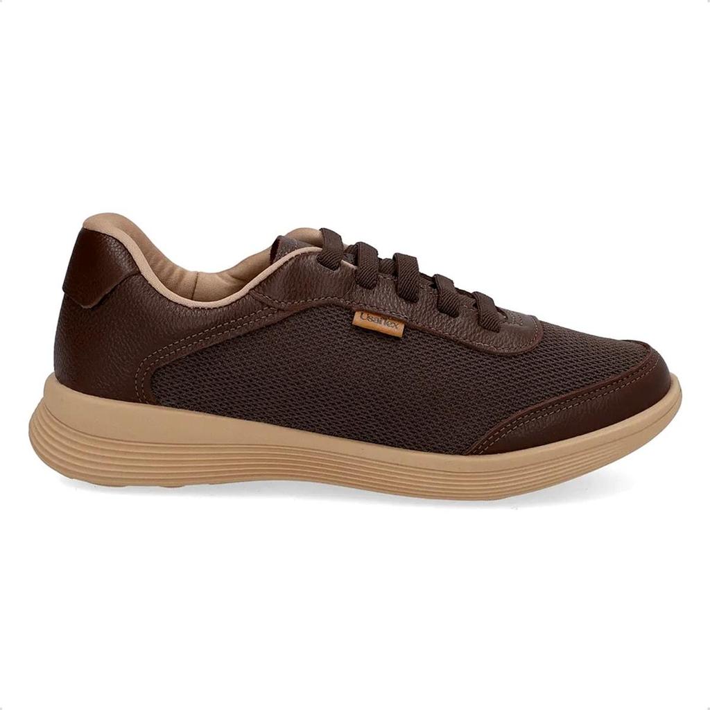Tênis Usaflex Feminino Couro Lateral Tecido Casual UD02006