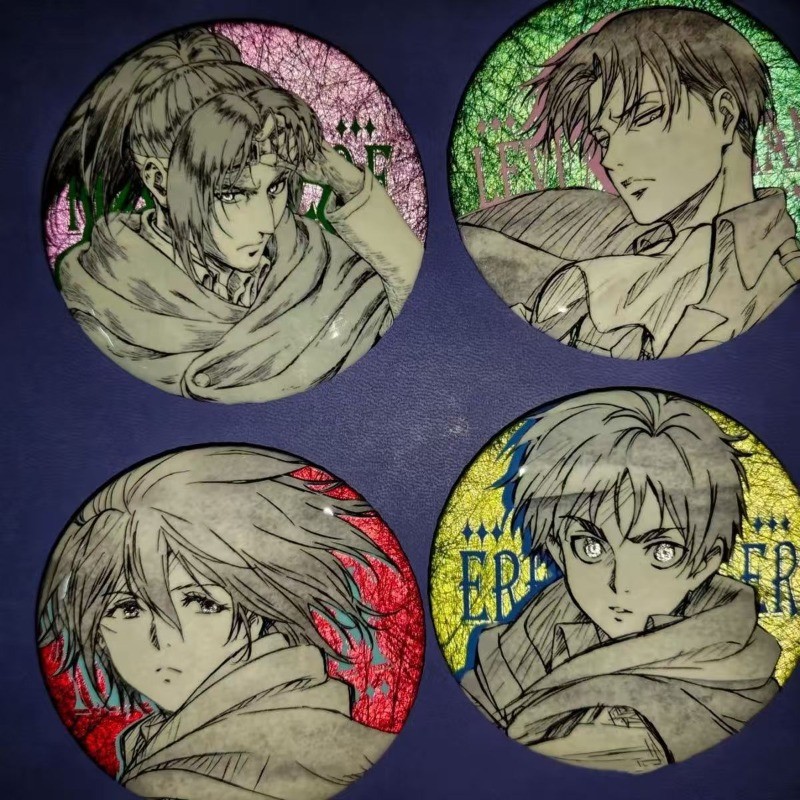 2026 Quente Ataque Em Titã Emblema Pino Levi Ackerman Eren Mikasa Hange Anime Broche Redondo Para Mochila Roupas Saco De