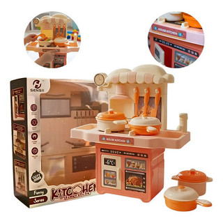 Kit Cozinha Infantil Bancada Mini Chef Divertido Montessori Educativo Com Luz