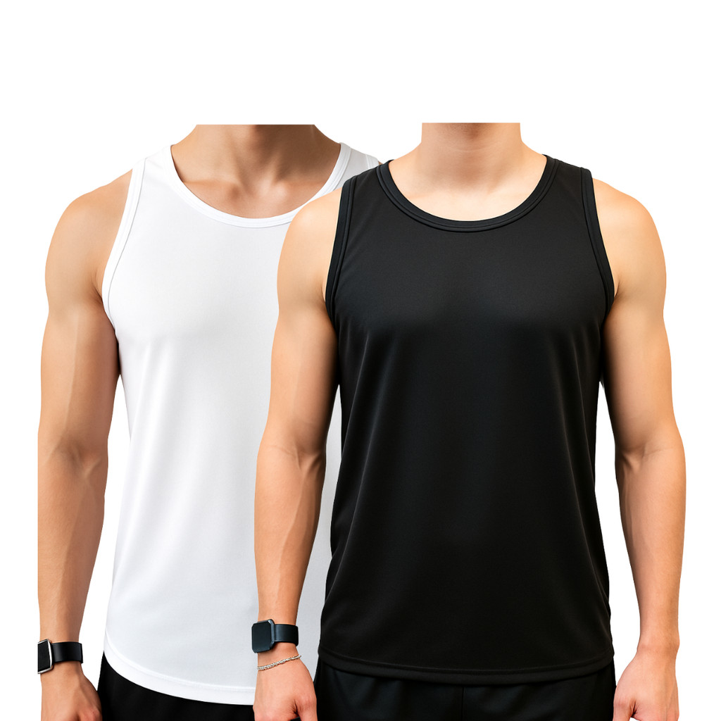 KIT 2 Camiseta Regata Masculina Lisa Básica DryFit Adulto Treino Academia Esportiva Casual