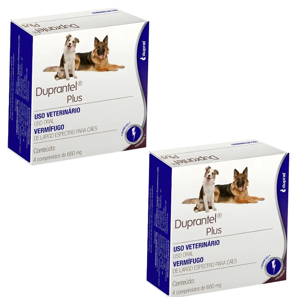 Kit 2 Vermífugo Duprantel Plus Cães Duprat 8 Comprimidos
