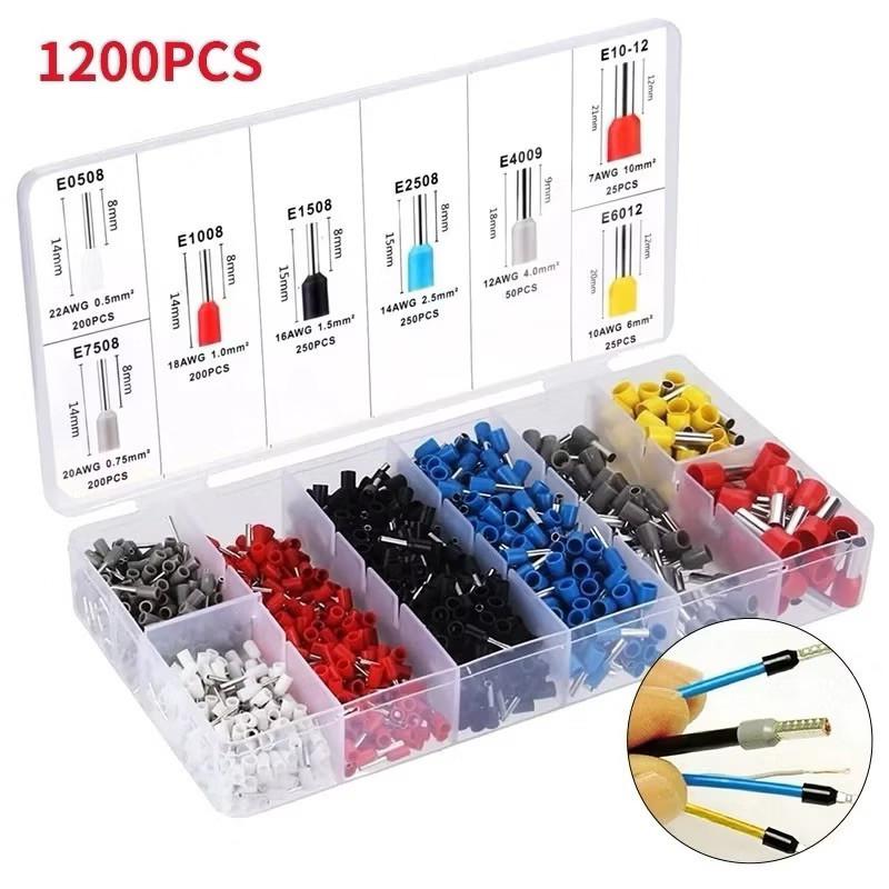 Kit 1200/800/400 Peças Terminal Tubular Ilhos Até 10mm Variados Exbom Original