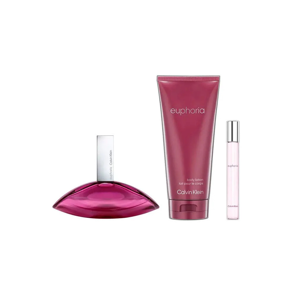 Coffret Euphoria Calvin Klein Feminino - EDP 100ml + Body Lotion 200ml + Travel Size 10ml