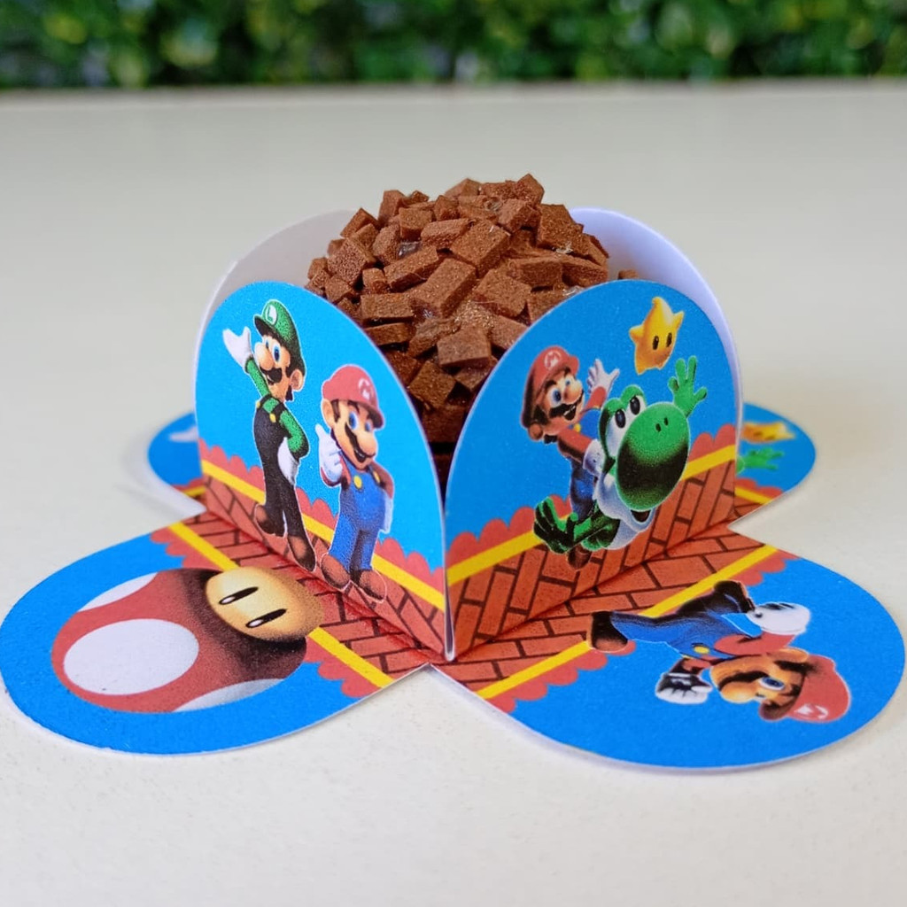 FORMINHA 4 PÉTALAS PARA DOCES SUPER MARIO BROS PARA DOCINHOS BRIGADEIRO FESTA INFANTIL ANIVERSARIO