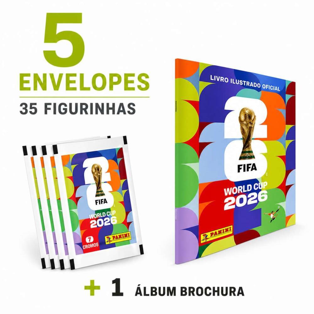 Kit Inicial Álbum Copa do Mundo 2026 + 5 Envelopes Panini