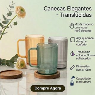 Caneca de Acrílico 350ml Reforçada com Alça Resistente Copo Chopp Festa Presente