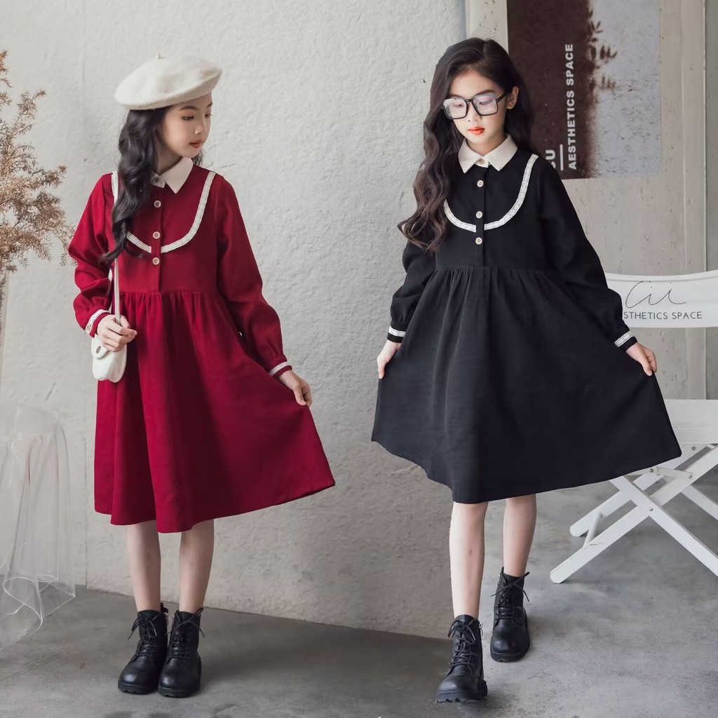 Meninas vestido de primavera de manga comprida novo estilo médio-grande crianças moda elegante estilo ocidental estilo P