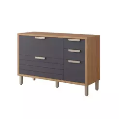 Balcão de Cozinha Eloise c/4 Gavetas e 1 Porta Basculante Riscada c/Tampo 120 cm Freijo/Titanium - MGM