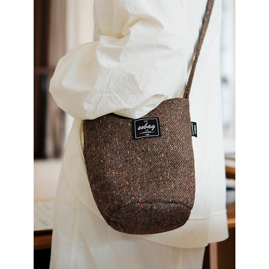 Sobag outono inverno Retro lã mensageiro balde pano saco feminino nicho japonês Casual Commuter ombro pequeno saco de pa