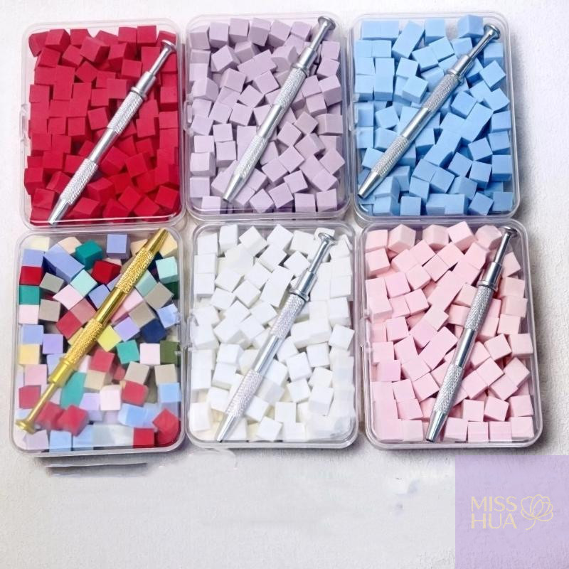 100 Pçs/Caixa Gradiente Esponja Escova Com Ferramentas Para Arte Do Prego Gel Polonês Glitter Pó Manicure Acessório