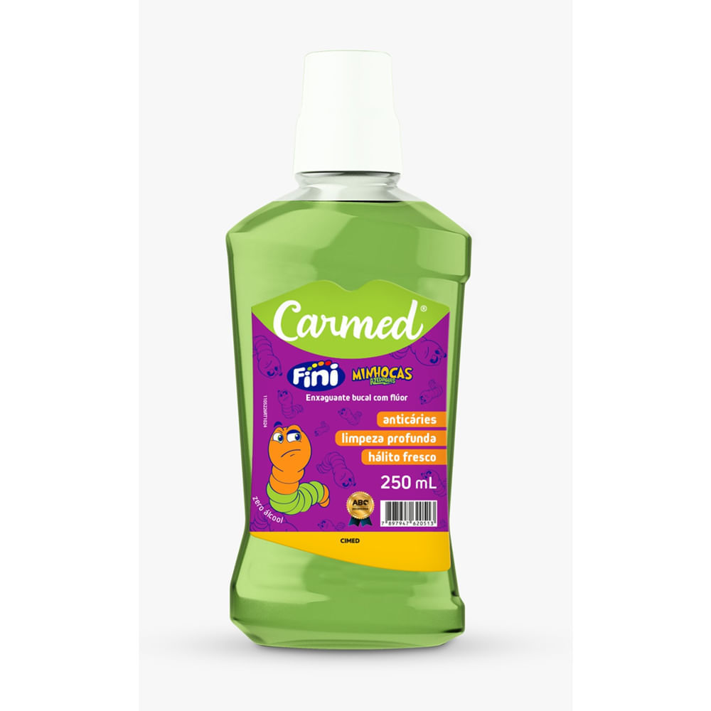Enxaguante Bucal Carmed Fini Minhocas Azedinhas Sem Álcool Infantil Cimed 250ml