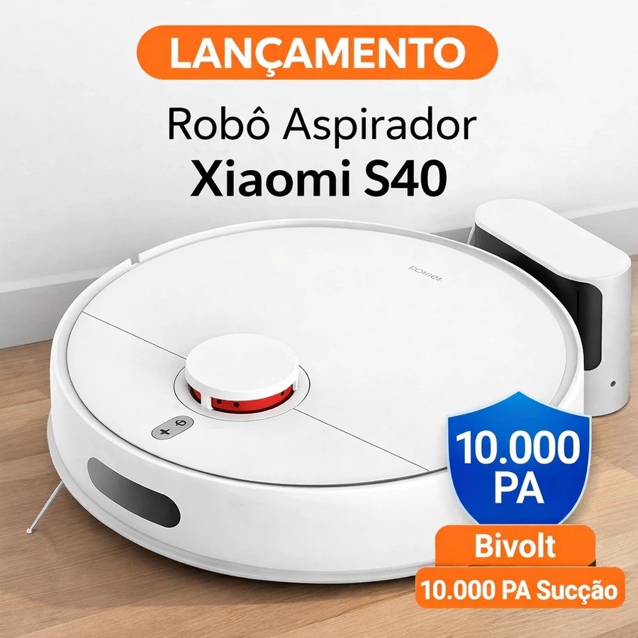 NOVO Robôt Aspirador Xiaomi S40 | Bivolt | 10.000PA Sucção LACRADO