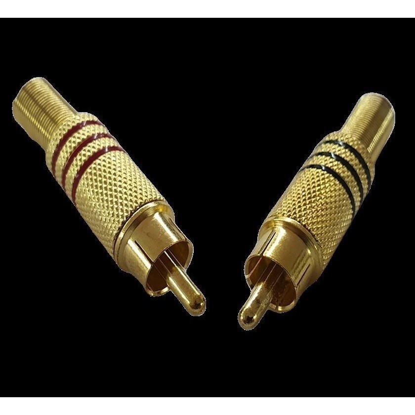 kit 10 plug conector rca macho para 6mm dourado