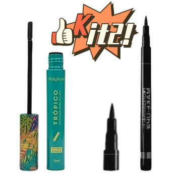 KIT RÍMEL TROPICO RUBY ROSE/MASCARA DE CÍLIOS + Ruby Rose HB-090 Caneta Delineadora