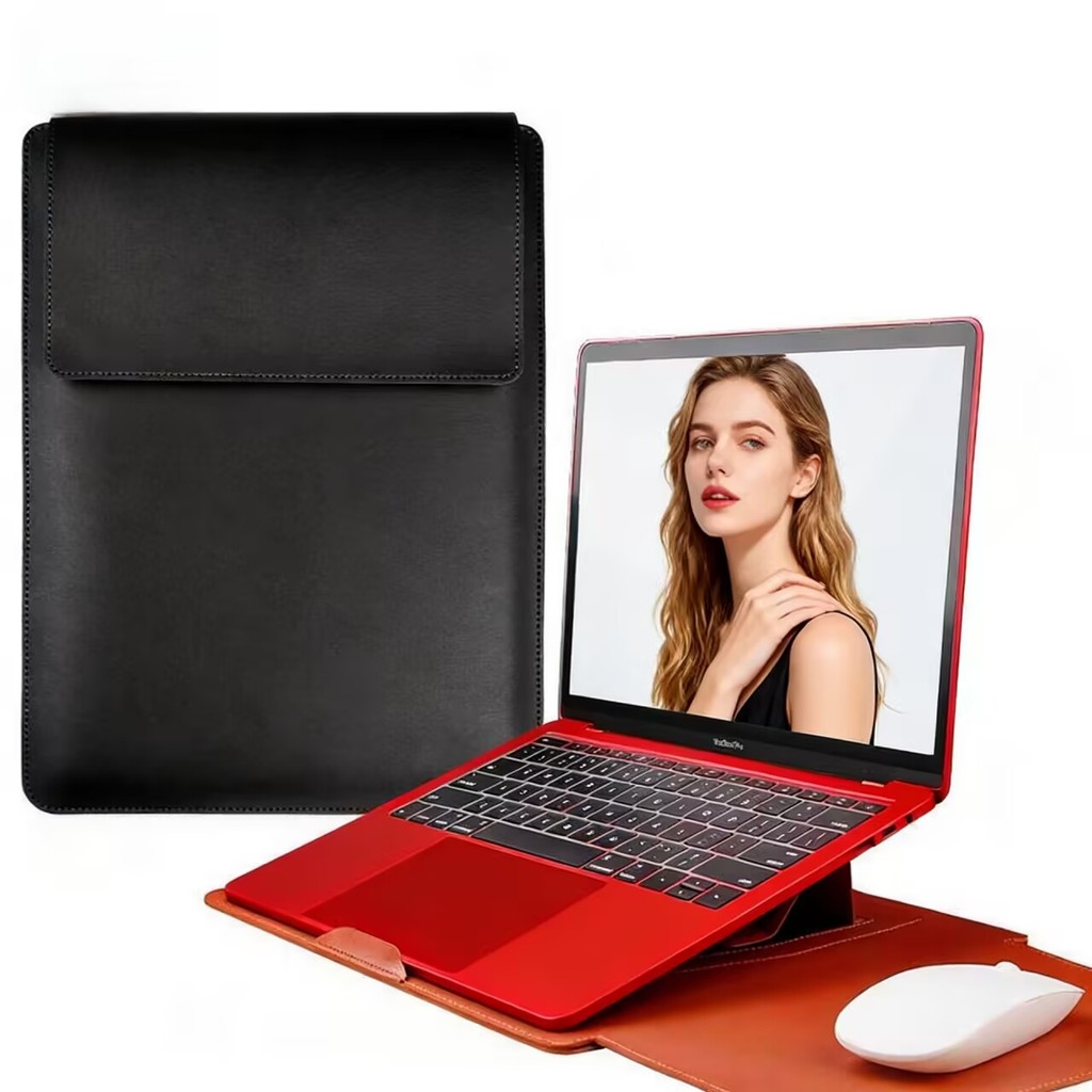 Mochila para notebook de alta qualidade, couro, 14 a 16 polegadas, com suporte e bolsa para carregador