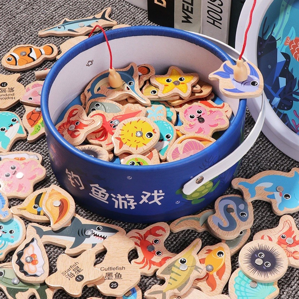 Brinquedos de Pesca Magnética Montessori para Educação Pai-Filho(31+2 / 51+3/ 81+5)