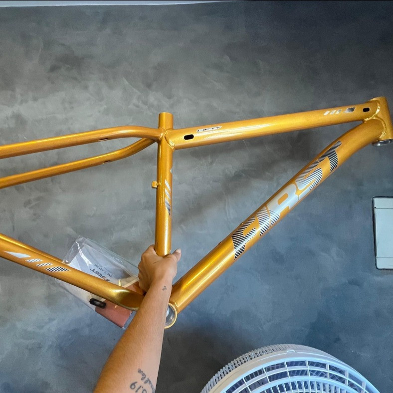 QUADRO MTB LIFTY GOLD ALUMINIO - FIRST - OURO/PRATA BRILHO T15.5