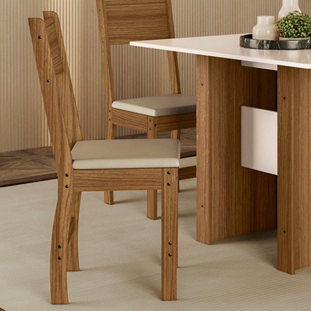 Kit 4 Cadeiras de Jantar MDF Milano Laranja/Carvalho/Savana Carvalho/Savana