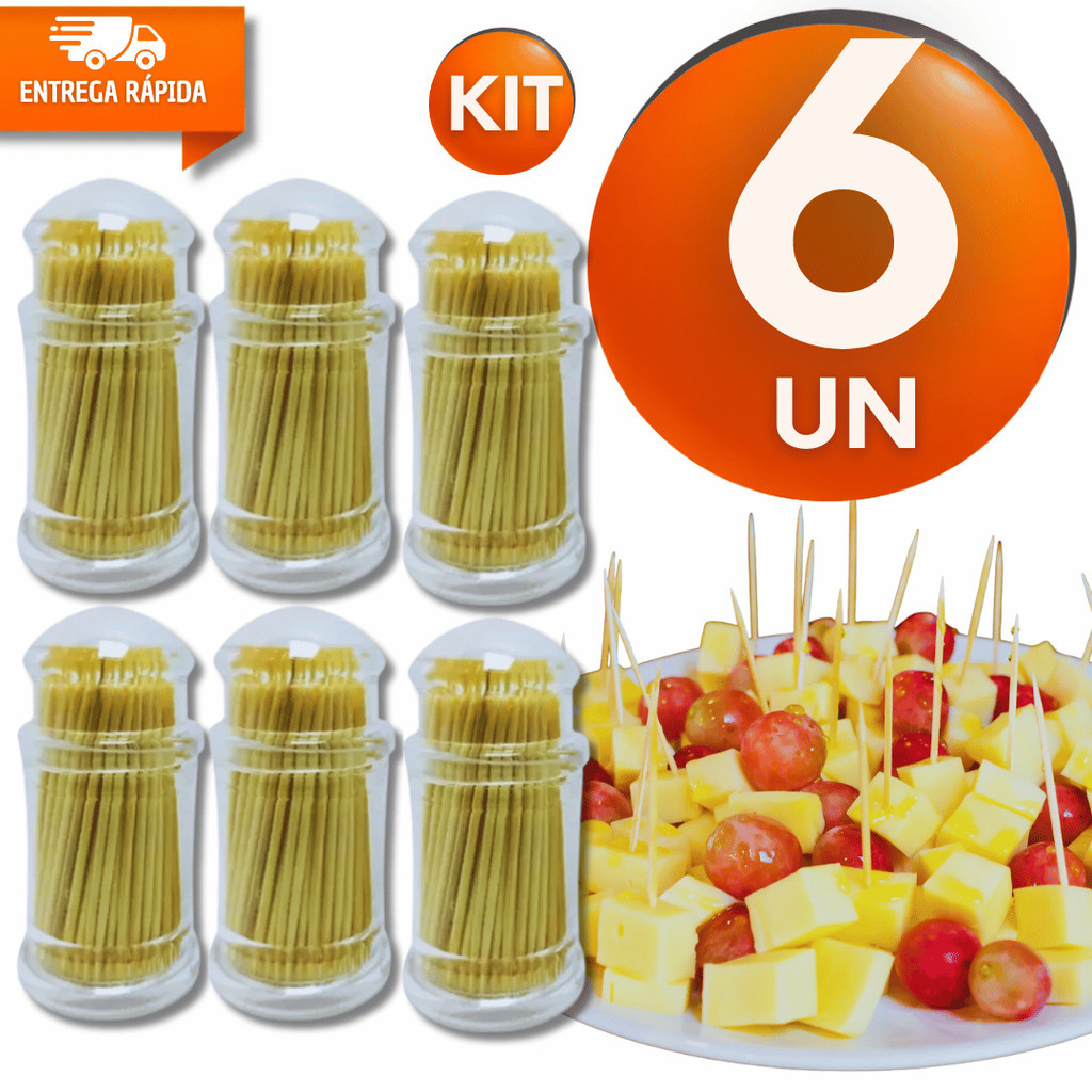 Kit Paliteiros de Bambu Petiscos Restaurantes Buffet Casa Porta Palito Dente em Bambu Utilidades