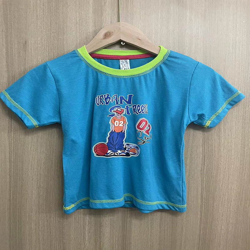 Europeu americano comércio exterior pequeno t menino dos desenhos animados impresso listrado de manga curta camiseta cri