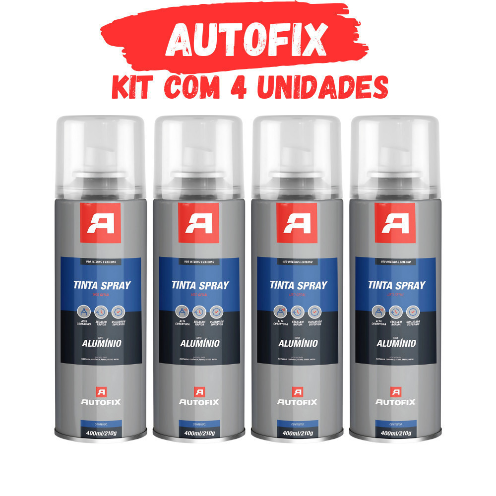 Kit 4 Tinta Sprays Uso Geral 400ml - Aluminio MAX