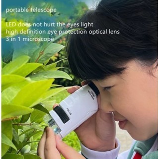 Microscópio De Mão Portátil Com Zoom 60X-120X Para Plantas Infantis