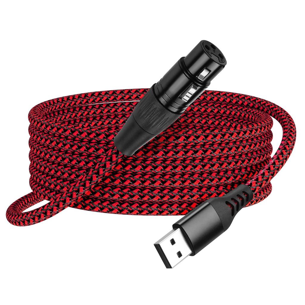 Cabo de Microfone SinLoon XLR para USB, Adaptador XLR Fêmea de 3 Pinos para USB-A, Cabo de Áudio Trançado de 2m/6,5FT pa