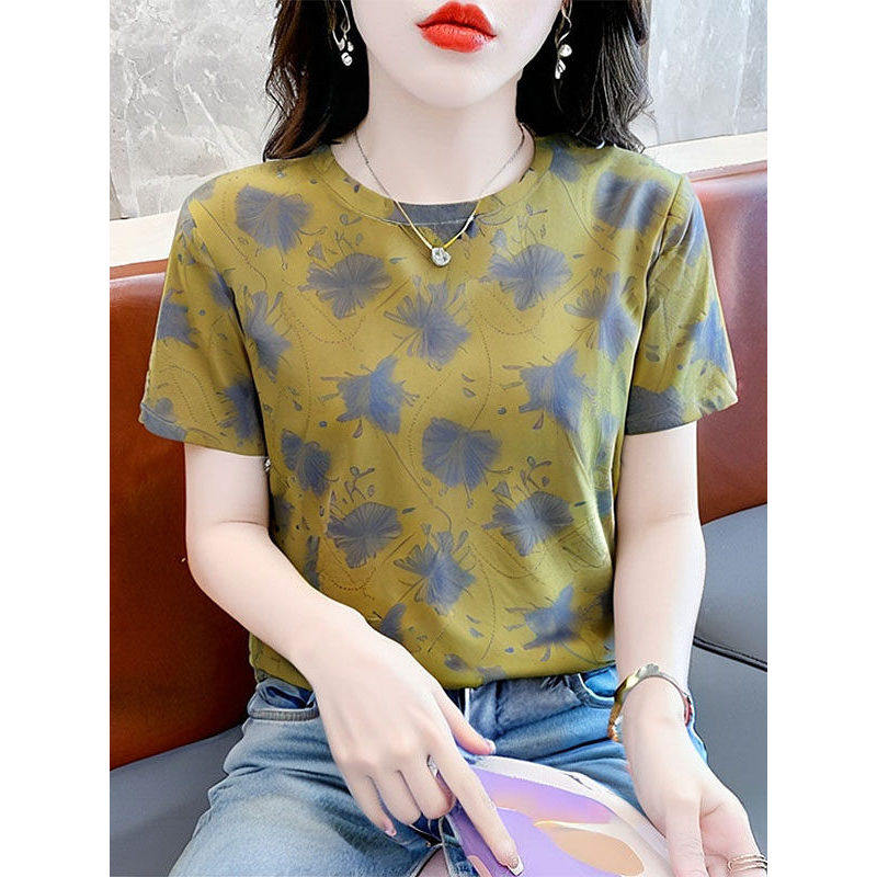 Verão solto camiseta feminina 2026 nova moda feminina de manga curta camiseta moda europeia na moda topo