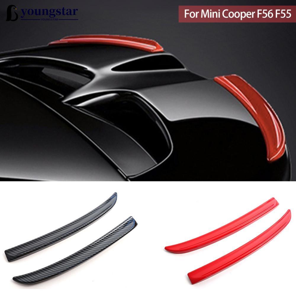 YOUNGSTAR 2 Pçs Spoiler Traseiro Do Carro Extensão Barbatanas Vermelho Fibra De Carbono Cor Preta Estilo Peça Automóvel