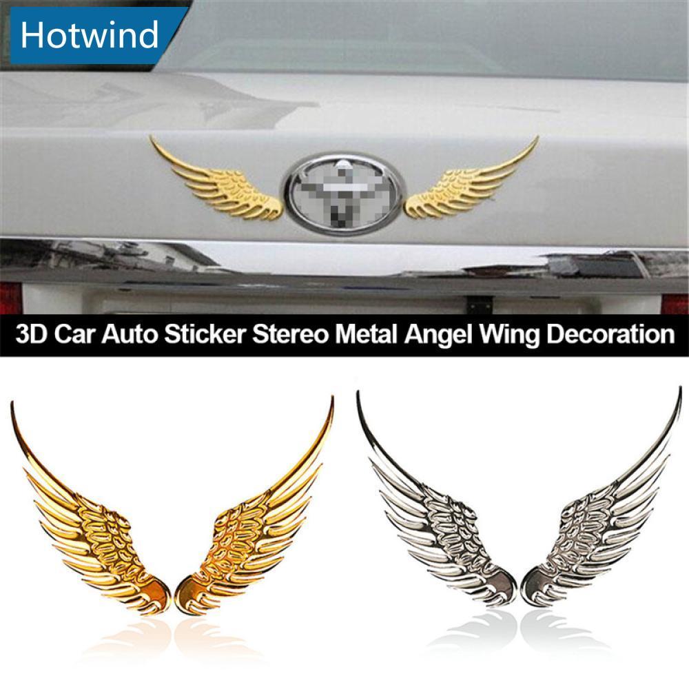 HW 2 Pçs/Set 3D Carro Auto Adesivo Estéreo Metal Asa De Anjo Decoração Com Decalques Emblema Cromado Asas Grandes B9K2