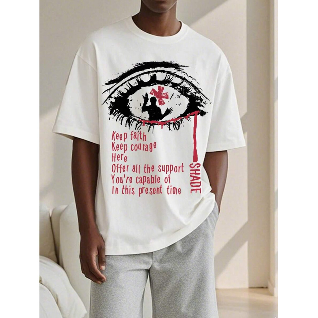 Camiseta Masculina Feminina Estampa Olho "Keep Faith" T-shirt Unissex Grunge Aesthetic Envio Imediato