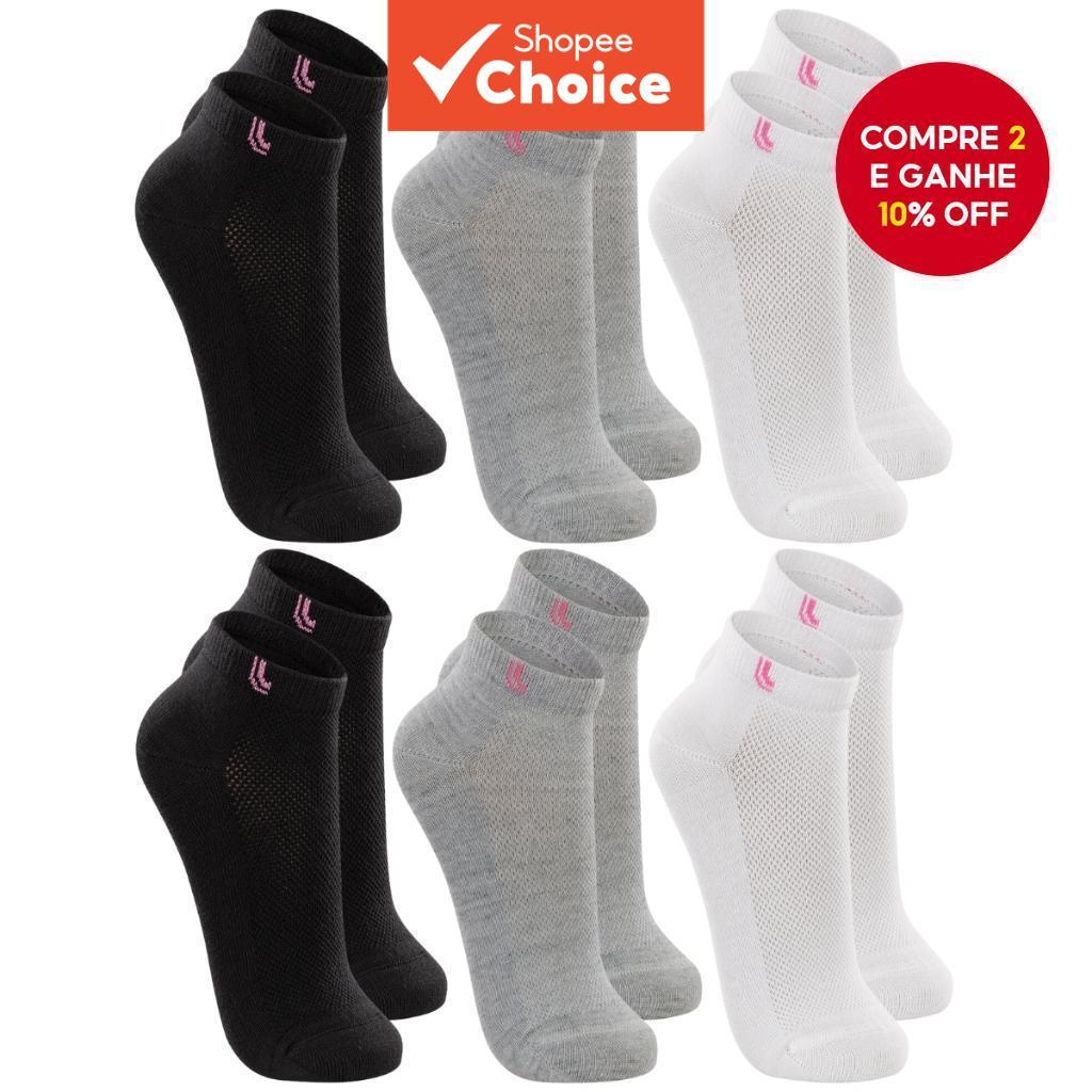Kit De Meias Femininas Esportivas 3/6 Pares – De Corrida De Algodão Com Punho Baixo Para Uso Diário E Trabalho , Design