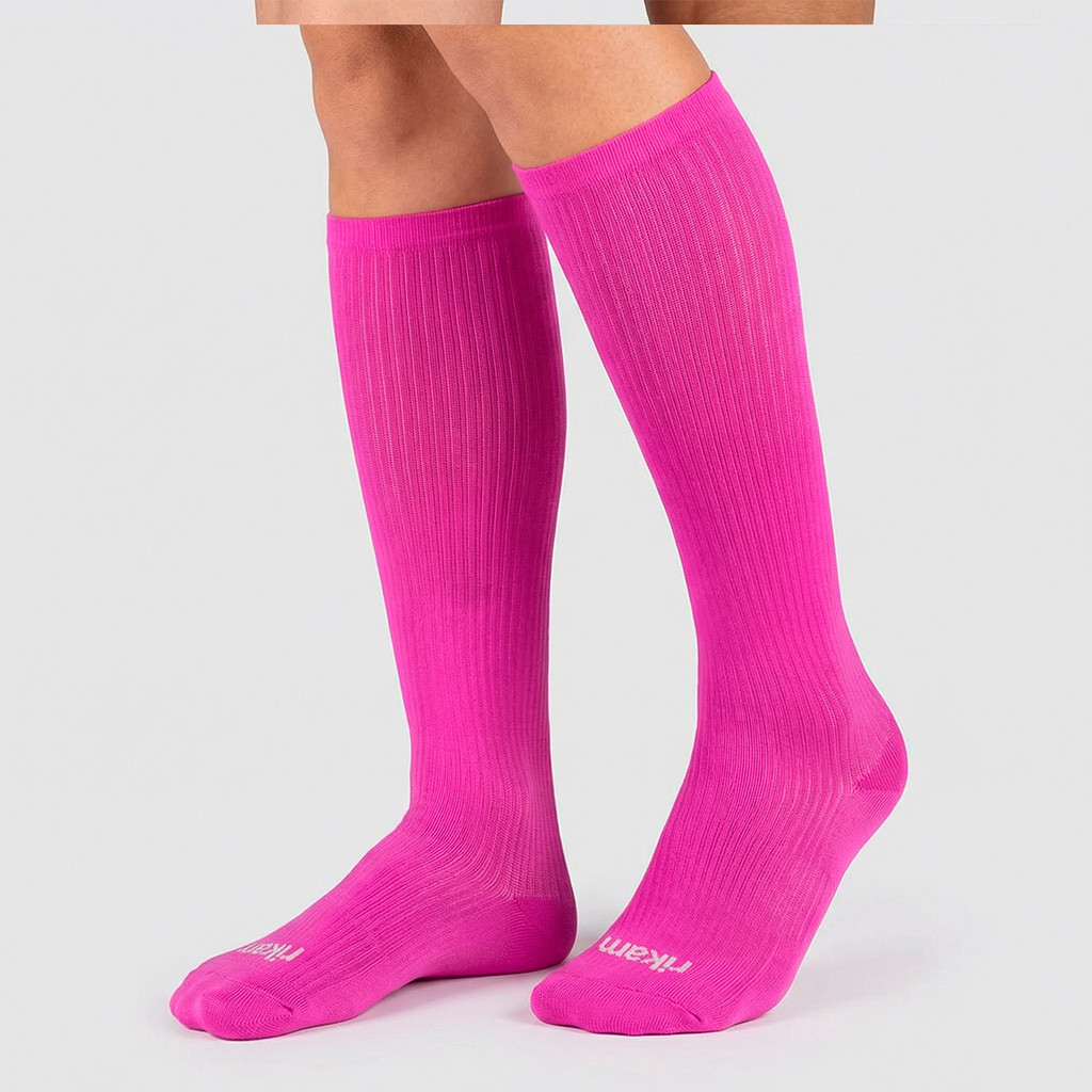Meia Rikam Performance Cano Longo Compressão Poliamida Feminina Pink