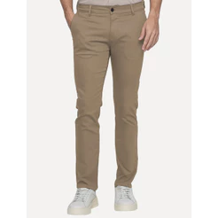 Calça King & Joe Original Sarja Masculina Slim Cáqui