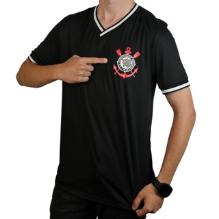 Camiseta Masculina Corinthians Fitness Gola V em Oferta na Shopee