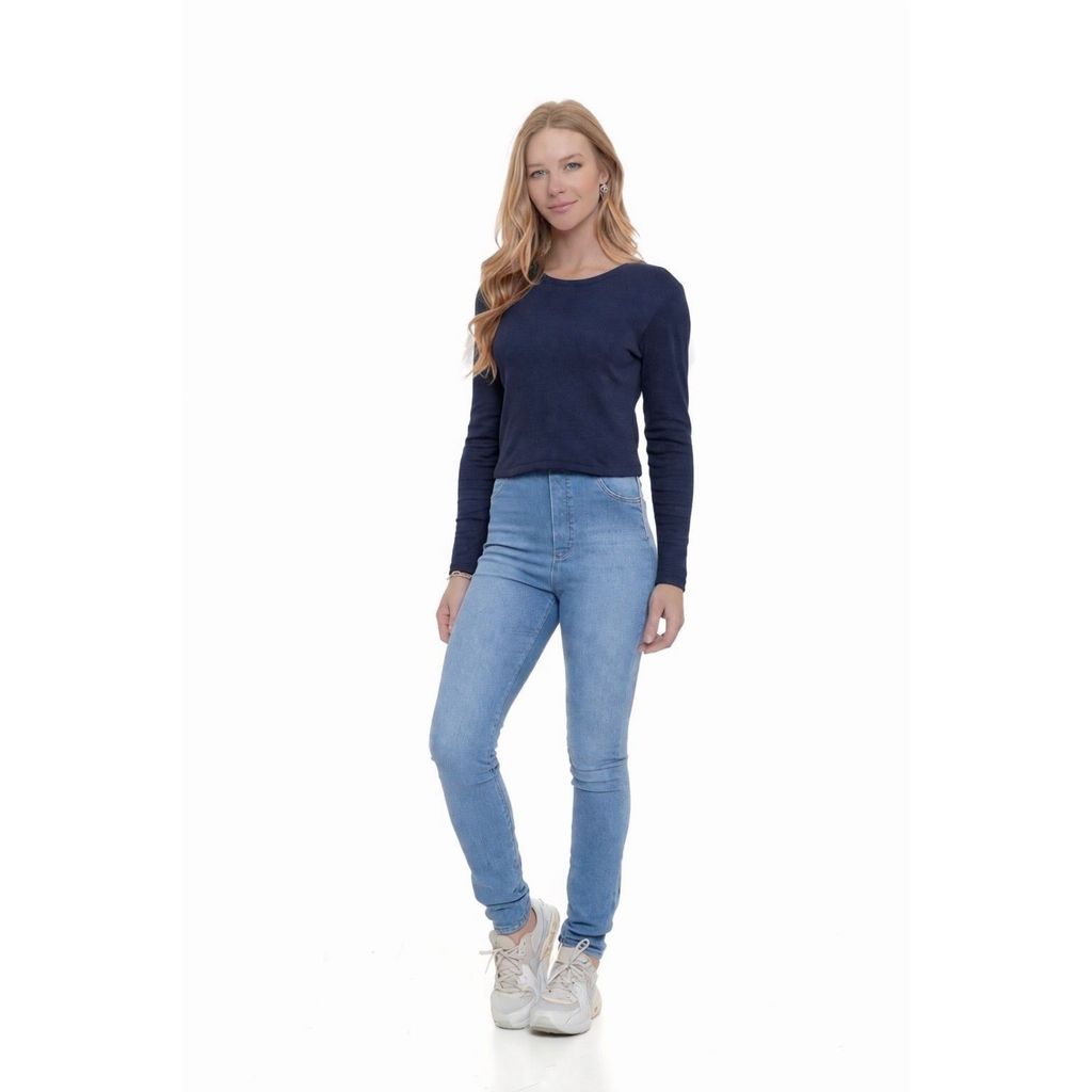 Blusa Cropped Canelada Ribana Moda Feminina Inverno Quentinha Básica 080393-C1