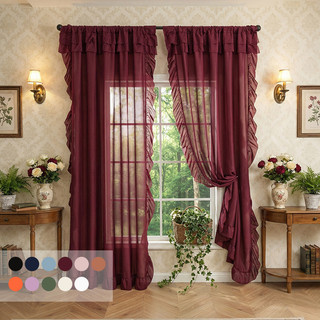 Cortinas de cor sólida simples vento gaze cortinas sonhadoras babados transparentes telas de janela finas